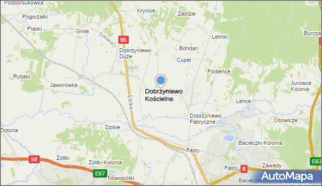 mapa Ogrodniki, Ogrodniki gmina Dobrzyniewo Duże na mapie Targeo